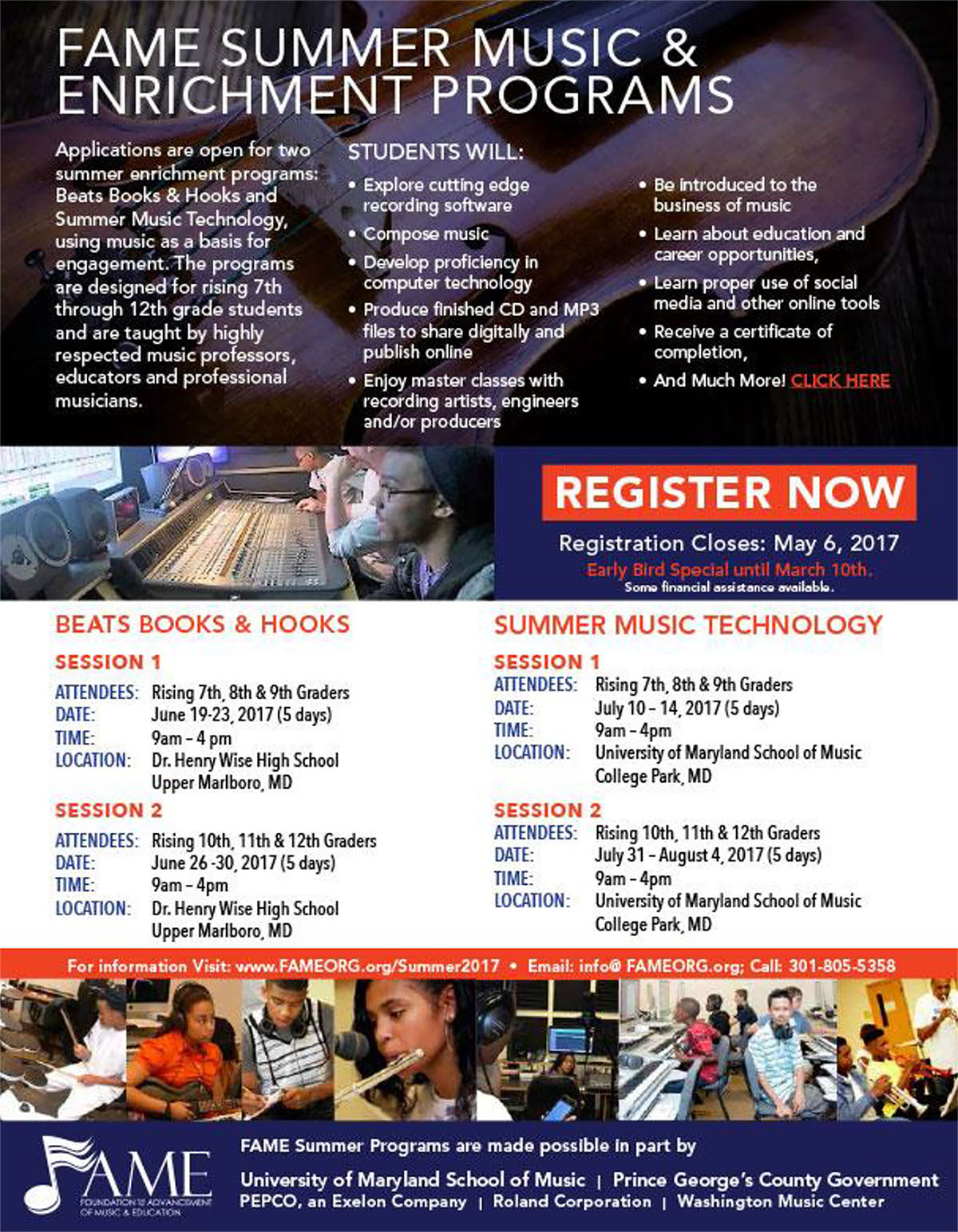 FAME Summer Music & Enrichment Programs 